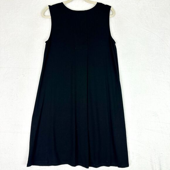 Eileen Fisher Jersey Knit Tank Dress Size Medium Black Minimalist Basic Stretch - Picture 2 of 5